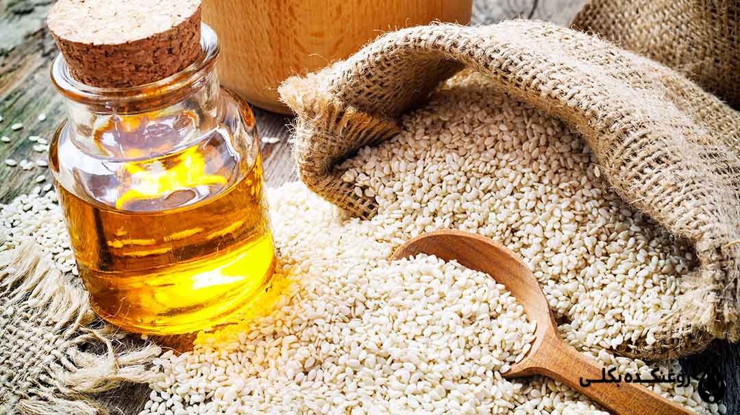 کیسه کنجد و روغن کنجد تازه